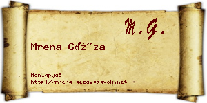 Mrena Géza névjegykártya