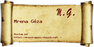 Mrena Géza névjegykártya